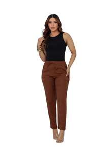 Women's Dress Pants, Linen Capri Style, Casual And Modern - Rỉ Nâu - Xem 1