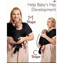 1PC Baby Carrier - The Perfect Summer Sling For Newborns To Toddler 8-35 Lbs - Cooling Fabric Baby Wrap, Hands Free, Lightweight And Ergonomic - 黑 - 查看 2