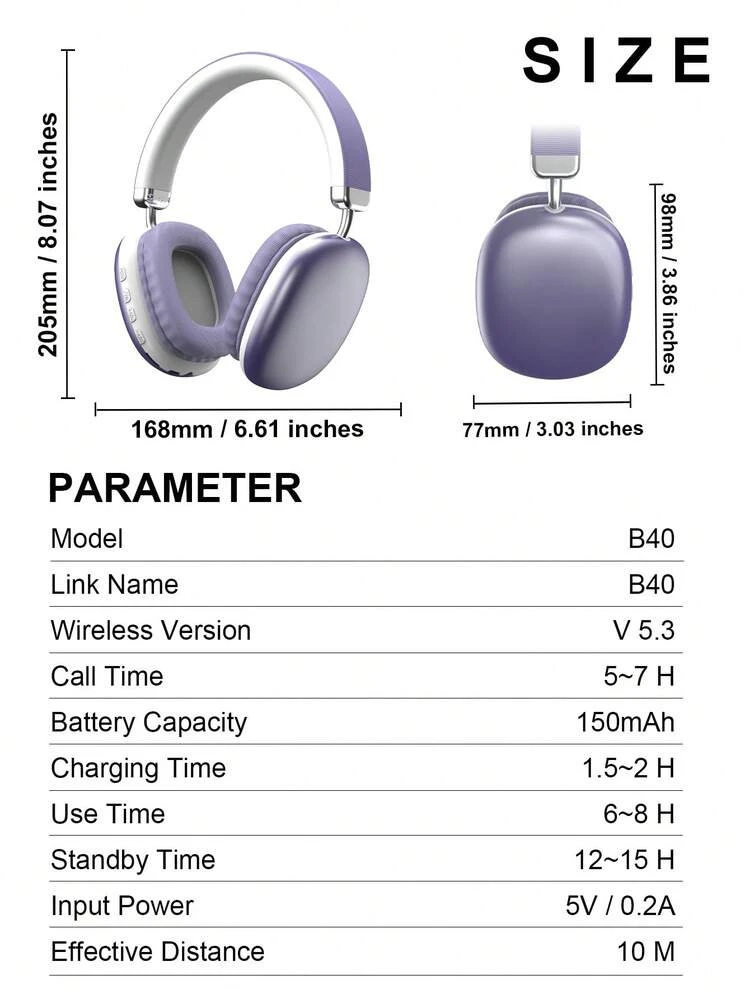 Gerripuer 无线立体声游戏耳机，HIFI音质，深沉低音，低延迟，高保真，可折叠，舒适，轻巧，适合办公、运动、音乐聆听 - 查看 8