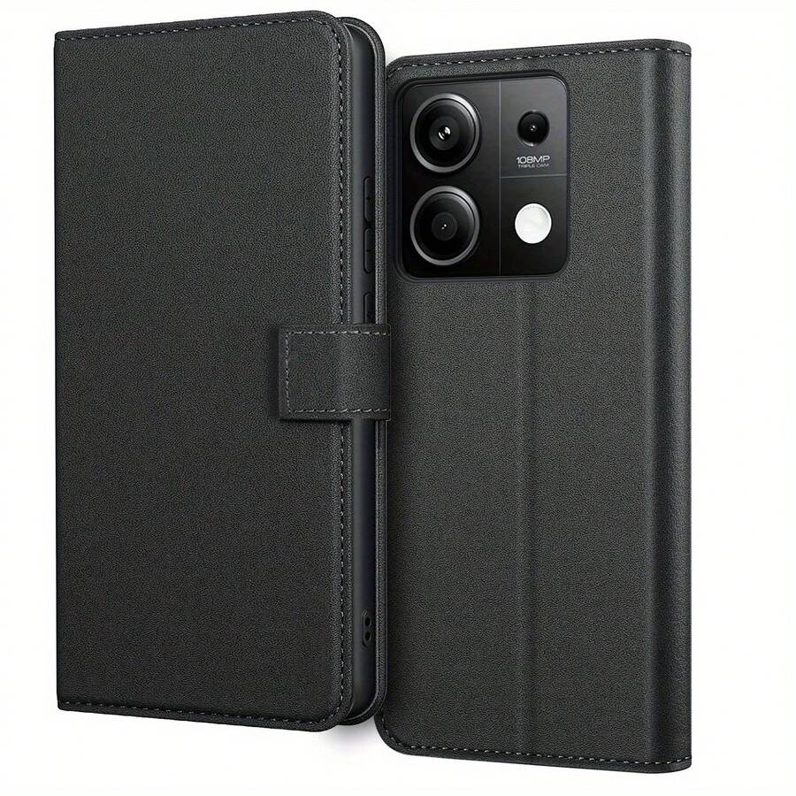 Ốp lưng kiêm ví có chân đế và khe đựng thẻ cho Note 13 5G / Note 13 Pro 5G / Poco X6, da PU màu đen. - màu đen - Xem 1