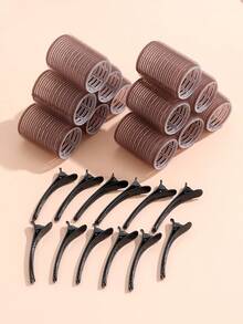 Ensemble de 24 pièces de fers à friser auto-adhésifs (comprenant 12 fers à friser) et 12 pinces, fer à friser de qualité professionnelle, convient pour la coiffure DIY, sans chauffage, fer à friser, fer à friser, fer à friser, fer à friser, fer à friser, fer à friser, outils de frisage, fer à friser, fer à friser, fer à friser, diffuseur de frisage, cheveux, voyage, etc. - 4 cm - Marron - Voir 6
