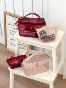 1 pieza Bolsa de viaje con cordón y diseño floral lindo, adecuada para guardar lápiz labial, joyas, productos de cuidado de la piel, brochas de maquillaje, excelente para viajes, baño, dormitorio, gimnasio, vacaciones, también es un regalo de cumpleaños perfecto - Multicolor - Ver 9