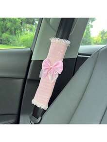 2pcs/1pc Bow Shaped Car Seat Belt Shoulder Protection Cover, Small Fragrant Wind Car Seat Belt Protection Cover, Decorative Cover, Anti Pinch Wear Seat Belt Cover Car Accessories - A - View 18