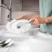 Kitchen Soap Dispenser Set With Sponge Holder And Brush, Suitable For Use On Sink Shelves, For Holding Hand Soap And Dish Soap. - White - View 3