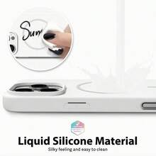 Ốp lưng điện thoại từ tính silicon lỏng chính hãng 17E, tương thích với iPhone 16E 17 16 15 14 13 12 11 SE4, ốp lưng điện thoại từ tính sạc không dây, bề mặt mờ, mềm mại, tương thích với iPhone 17 Pro Max, 16, Summer - Màu trắng cổ điển - Xem 5
