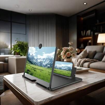 1 قطعة شاشة عرض مكبرة ثلاثية الأبعاد عالية الوضوح موديل 2026 جديد، مناسبة للأفلام والفيديوهات والألعاب، متوافقة مع جميع الهواتف الذكية (أسود، 10 بوصة)