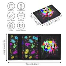 portafolios triple para niños de 4 a 16 años con soporte para llavero y bolsillo con cierre para monedas billetera duradera para niños regalo de portafolios para niños GamePad Black - GamePad Black Splash - Ver 5