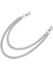 1pc Fashion Multi-Layer Chain Pants Chain, Hip Hop Metal Waist Chain, Versatile Personalized Jeans Chain, Suitable For Daily Wear - Silver - View 3