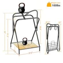 Foldable Saddle Rack With Bottom Storage Shelf Heavy Duty Horse Saddle Stand For English And Western Saddles Portable Blanket Holder And Saddle Pad Rack For Tack Room Barn And Trailer Black - As Pic - View 2