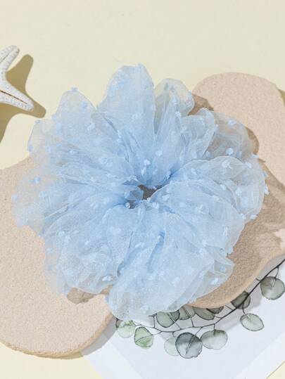 1 chiếc dây buộc tóc co giãn bằng lưới màu xanh dương mềm mại, cỡ lớn, dạng xoắn ốc, nhẹ nhàng với tóc, đa năng, phù hợp để buộc tóc đuôi ngựa vào mùa hè.