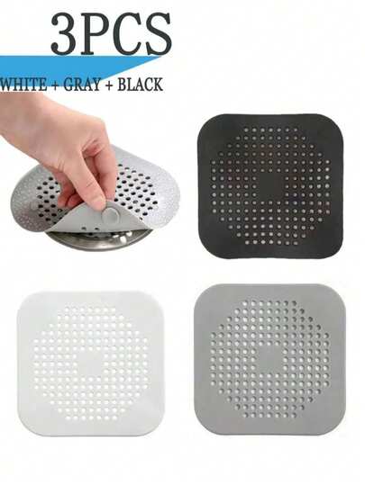 Bộ 3 miếng lọc tóc bằng silicon có giác hút, nút chặn cống chống tắc nghẽn bằng silicon - Ngăn ngừa tắc nghẽn và mùi hôi, thích hợp cho phòng tắm, nhà bếp, vòi sen, bồn tắm, cống thoát nước bồn rửa, thiết kế giác hút dễ dàng vệ sinh, phù hợp với bồn rửa nhà tắm và nhà bếp, bộ lọc chống tắc nghẽn bồn rửa, nút chặn cống sàn, phụ kiện phòng tắm, trang trí nhà cửa, đồ dùng học tập, phụ kiện bồn rửa nhà bếp, đồ dùng thiết yếu trong gia đình (Có sẵn 1/2/3 cái)