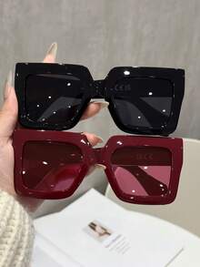 2pcs Street Style All-Match Elegant Living Women Fashion Eyeglasses For Musical Festival Street-Photography Tropical Beach Vacay Accessories - 2pcs Black and Red - View 1