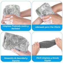 3 Piezas Esponja Baño Africana Esponja de Baño de Red Larga Gran Elasticidad y Facilidad para Eliminar la Suciedad y Las Impurezas Limpia la Piel para Uso Diario Azul and Negro and Marrón - Azul  Negro  Marrn - Ver 6