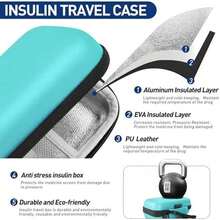 Insulin Cooler Travel Case, Portable EVA Medicine Travel Cooler, Diabetes Case With 2 Reusable Ice Packs TSA Approved For Diabetic Supplies Patent Pending(Seafoam-No Temp) - Seafoam-No Temp - 查看 2