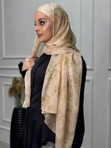 1 chiếc khăn choàng nữ, khăn trùm đầu xếp ly bằng chiffon in hoa, họa tiết màu nước, vân đá cẩm thạch, lượn sóng, nhuộm tie-dye, phù hợp để sử dụng hàng ngày, làm áo abaya, vật dụng cần thiết khi đi du lịch. - Nhiều màu - Xem 5