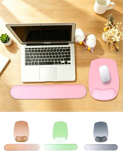 Bộ kê cổ tay bàn phím và tấm lót chuột, chất liệu silicon mềm mại, hỗ trợ công thái học, giảm đau cho văn phòng, chơi game, phụ kiện bàn làm việc laptop.