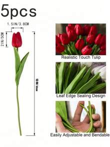 5/10 Stems Pale Pink Tulip Artificial Flowers, Suitable For Mother's Day Gift, Wedding Decor, Home Design, Bedroom, Living Room, Birthday Party, Valentine's Day Decoration - Multicolor - View 14