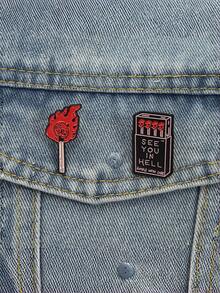 1/2件套哥特风火柴盒骷髅珐琅徽章套装，朋克暗黑风火柴胸针，翻领徽章，可别在背包、夹克上，另类时尚饰品礼品 - 彩色 - 查看 3