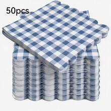 25pcs/50pcs/75pcs 2-Ply Soft Aqua Plaid Napkins, 24cm*24cm Opened, For One-Time Party Lunch, Guest Towels, Decorative Paper, Birthday Decoration, Wedding Anniversary, Graduation Party Decor - Multicolor - View 9