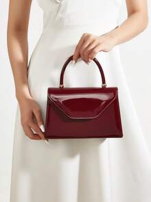 REMANLAND Sac à main miroir de couleur unie à la mode, élégant sac d'affaires pour dames, convient aux filles de fête, étudiantes, mariées. Peut être assorti avec des robes de fête, robes de mariée, robes de soirée, jupes moulantes. Idéal pour les mariages, les rassemblements, les banquets, les fêtes, les bals, et le meilleur cadeau pour les femmes - Rouge foncé - Voir 8