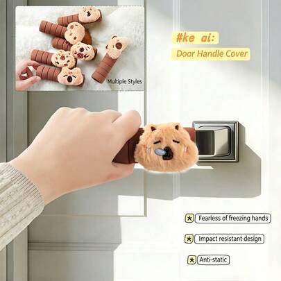 2pcs,Cute Guinea Pig-Shaped Door Handle Protective Cover, Anti-Collision And Anti-Static Flexible Fabric Cover, Suitable For Bedroom Doors, Unit Doors And Various Door Handles.