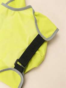 Polyester Fluorescent Green Waterproof Raincoat, Dog Clothes, Pet Apparel. Happy Dog Outdoor Windproof Jacket, Puppy Waterproof Coat, Full Belly Protection. Suitable For Corgi, Teddy And Other Small Dogs. - Yellow - View 8