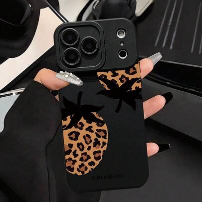 1 chiếc ốp lưng điện thoại đôi in hình báo đốm tối giản cá nhân hóa, họa tiết dâu tây, chất liệu TPU mềm mại chống rơi vỡ, phù hợp với 17/11, 16 Pro Max, 16 Pro, 16, 15 Pro Max, 14 Pro Max / Galaxy S25 Series, A16 / Honor X6A, X7B, X8B / 13C, Note 13.