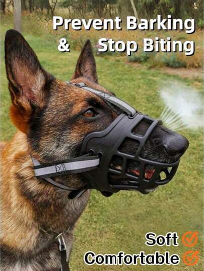 Dog Muzzle, Soft Basket Style Dog Muzzle, Suitable For Medium To Large Dogs, Stops Biting, Chewing And Barking, Breathable And Comfortable For Drinking