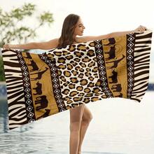 Animal Leopard & Zebra Pattern Beach Towel, Quick-Dry Microfiber Beach Towel For Summer Vacation, Soft Absorbent Anti-Sand Swimming Bath Towel, Suitable For Beach, Pool, Bathroom, Travel, Lightweight & Fade-Resistant Patterned Towel For Men & Women - Beraneka Warna 1 - View 6