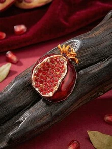 1pc Zinc Alloy Pomegranate Brooch - Red 5769 - View 4