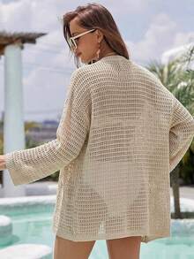 Áo khoác cardigan dáng rộng, đa năng, khoét lỗ dành cho nữ - Màu Khaki - Xem 6