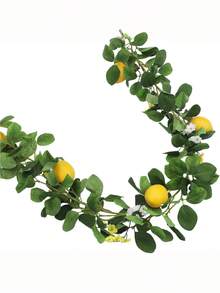 1 pieza Planta verde artificial de vid de limón para decoración interior, Prop de arte de huerto de limones de espuma, Decoración interior/exterior, Planta colgante de vid de limón falsa con frutas de limón y flores amarillas/blancas, ¡Crea una atmósfera fresca! Decoración interior/exterior y prop de fotografía, crea fácilmente una escena primaveral vibrante - Multicolor - Ver 8