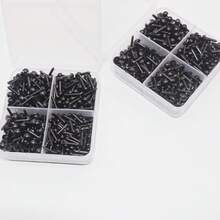 Juego de mini ojos y narices en caja, incluye ojos de puntos negros de plástico mini con aguja para manualidades DIY, mini ojos de plástico pequeños para juguetes de diversión - 500 unidades/caja (ojo + nariz) - Ver 3