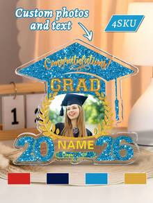 Customized Graduation Plaque With Photo-4 Colors, Custom Picture 2026 Congrats Grad Desktop Farewell Keepsake Gift,Graduation Gifts Acrylic Plaque,Custom Photo Name ,Bedroom Decor,Graduation Decor - Multicolor - View 2