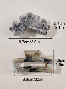 10pcs Spring/Summer Marble Pattern Khaki Bohemian Daisy Flower Combination Square Hair Clips, Elegant For Beach, Vacation, Side Ponytail, Party Winter Hair Accessories Fashion Hair Clutch Elegant Claw Clips - 多色 17 - 查看 3