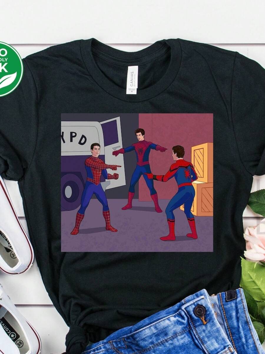 Three  Pointing Meme Shirt,  No Way Home T-Shirt, Fan Spidey Multiverse Shirt Sweatshirt Long Sleeve Hoodie,  Trikot Toto En Ninetta, Kurdish, , Boho Style Women, Vacation Must Have, Sports Set Women, Maija Women, Sweater, Spring Outfit, Summer Outfit Women, Festival Outfit Women, Y2k, Easter, Motif, 2000s Style GESX - 黑色 - 查看 1