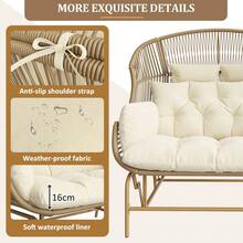 Garden Rocking Chair For Two Patio Hanging Chair Outdoor Swing Egg Chair Rocking Chair Garden Swing Porch Swing For The Garden Balcony Or Terrace Beige - Beige + PE Rattan+Iron+Waterproof Fabric - View 6