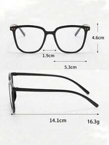 1 Pair Men's Plastic Square Frame Retro Classic Square Studded Fashionable Transparent Glasses - Black - View 4