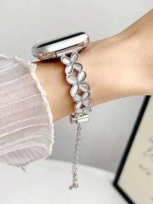 1 chiếc dây đeo đồng hồ họa tiết hoa, đính đá mắt mèo, có thể điều chỉnh kích thước, tương thích với Apple Watch 38mm 40mm 41mm 42mm 44mm 45mm 49mm (S10 42mm) (S10 46mm) (S11 42mm) (S11 46mm), dây đeo đồng hồ nữ tối giản và thời trang, phù hợp với các dòng Series 11 Ultra 3 SE3 Ultra 2 S10 SE2 9 8 7 SE 6 5 4 3 2 1, thích hợp để phối đồ, đeo hàng ngày và trong các dịp lễ. - Bạc - Xem 4