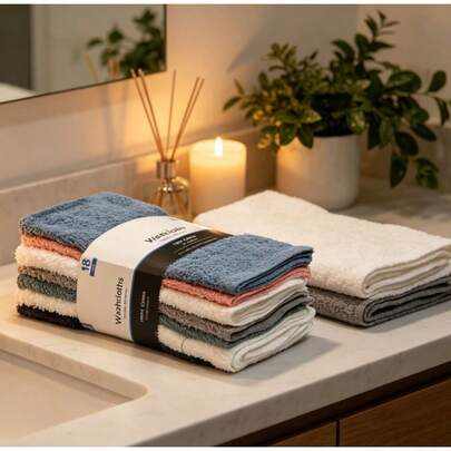 18-Pack Pastel Washcloths, Lint-Free Lightweight Comfortable Skin-Friendly Towels