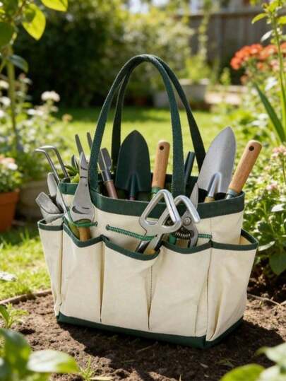 Large Capacity Garden Tool Storage Bag, Multi-Layer Design, Waterproof And Dirt-Resistant, Portable Garden Supplies Tote Bag, Unisex, Durable. Suitable For Outdoor Gardening, Lawn Care, Picnic, Travel, Camping, Home Storage, Portable Bag, Travel Essential, Household Goods, Can Store Garden Tools.