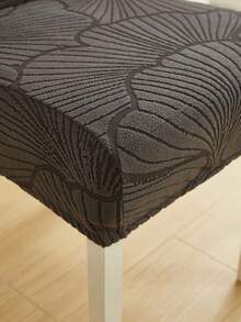 1 buah/4 buah/6 buah/8 buah Sarung Kursi Abu-abu Tua yang Dapat Dilepas, Motif Daun Jacquard Mewah, Elastis, Cocok untuk Dekorasi Kursi Ruang Makan, Ruang Tamu, dan Kamar Tidur - Dark Grey - View 7