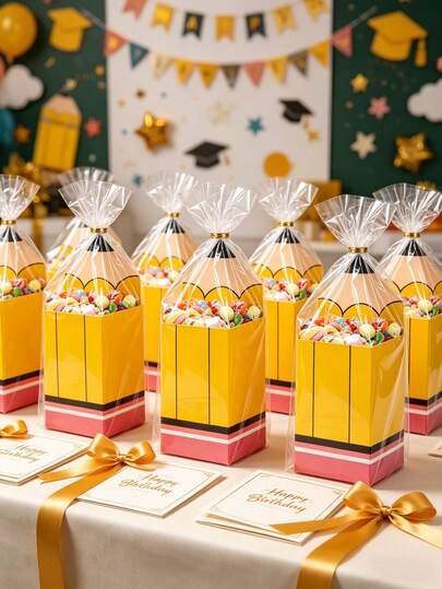 30/15/3pcs Set Pencil Shaped Graduation Gift Box; Pencil Shaped Gift Box, Bag And Tie; Graduation Gift Box, Graduation Party Decor, Graduation Ceremony Gift Decor, Back To School Gift, Graduation Souvenir, Back To School Decor, Birthday Party Favors And DIY Party Favors.