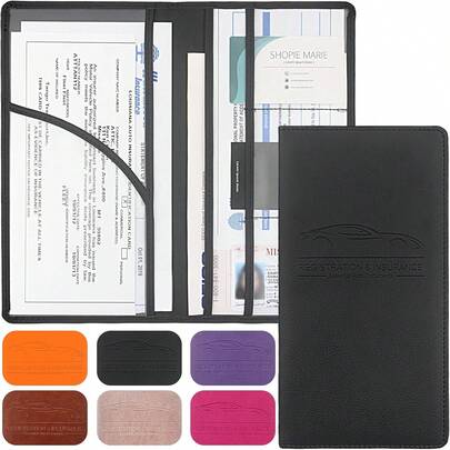 Premium Car Registrat & Insurance Card Holder With Magnetic Shut, Vehicle Glove Box Car Organizer - For Documents, Cards, License (Bla) Variant 4