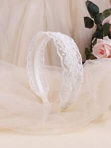 1件白色蕾丝边玫瑰花发箍 女士发带 头饰 发箍 - 白色 - 查看 7