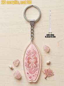 1pc Flat Summer Pink Surfboard Acrylic Keychain, Unisex High-Definition Printed Personalized Accessory, Creative Beach Vacation Style Key Pendant, Suitable For Beach Party Souvenirs, Back To School Gifts - Multicolor - View 7