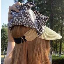 女士系带草帽，夏季新款防晒帽，颈部遮阳帽 - 多色 - 查看 2