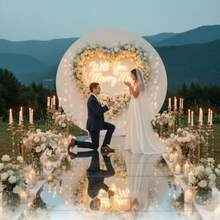 Cubierta de fondo redonda blanca de poliéster para fondo de arco circular de 7 pies soporte de arco de círculos fiesta de cumpleaños fotografía y decoración de boda - Blanco - Ver 8