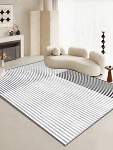 Modern Geometric Pattern Washable Area Rug - Distressed Monochrome Abstract Print Carpet for Living Room, Bedroom & Home Decor 80x200 cm, 80x300 cm,100x200 cm, 120x180 cm - 灰色 - 查看 1