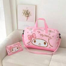 SANRIO 2件組（行李推車旅行袋/化妝包）；() 短途旅行袋；Melody大容量健身包；大容量手提包，附可愛動漫裝飾；單肩包/收納托特包；旅行禮物（部分花色隨機）；包；動漫/波希米亞風/卡通貓角色 - 彩色 - 查看 14